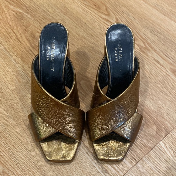 Saint Laurent Gold Mules - Picture 1 of 5